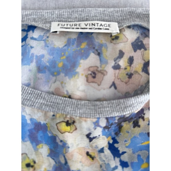 Anthropologie Future Vintage Blue Watercolor Blouse Women's Sz S Sheer Artist - Picture 9 of 11